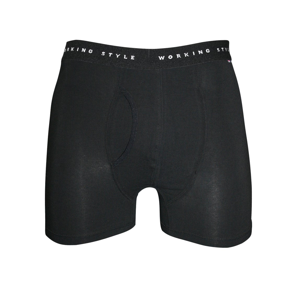 Black Cotton Fitted Trunks