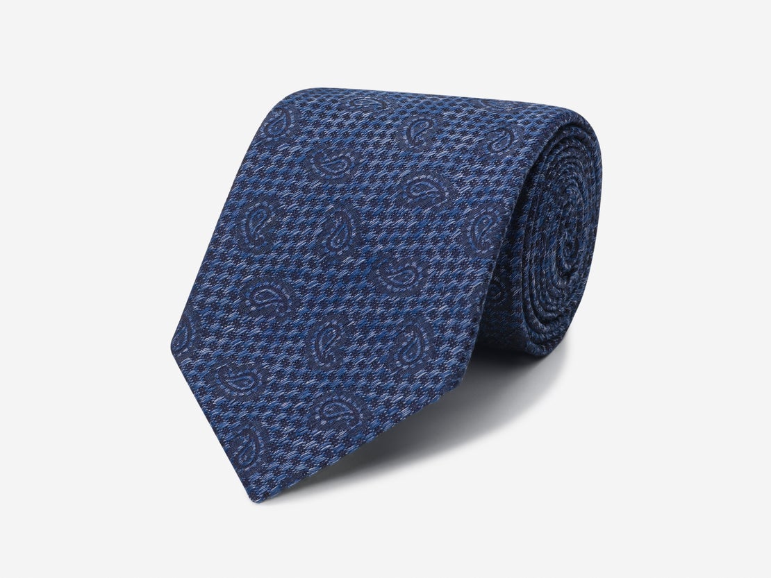 Blue Self Paisley Tie