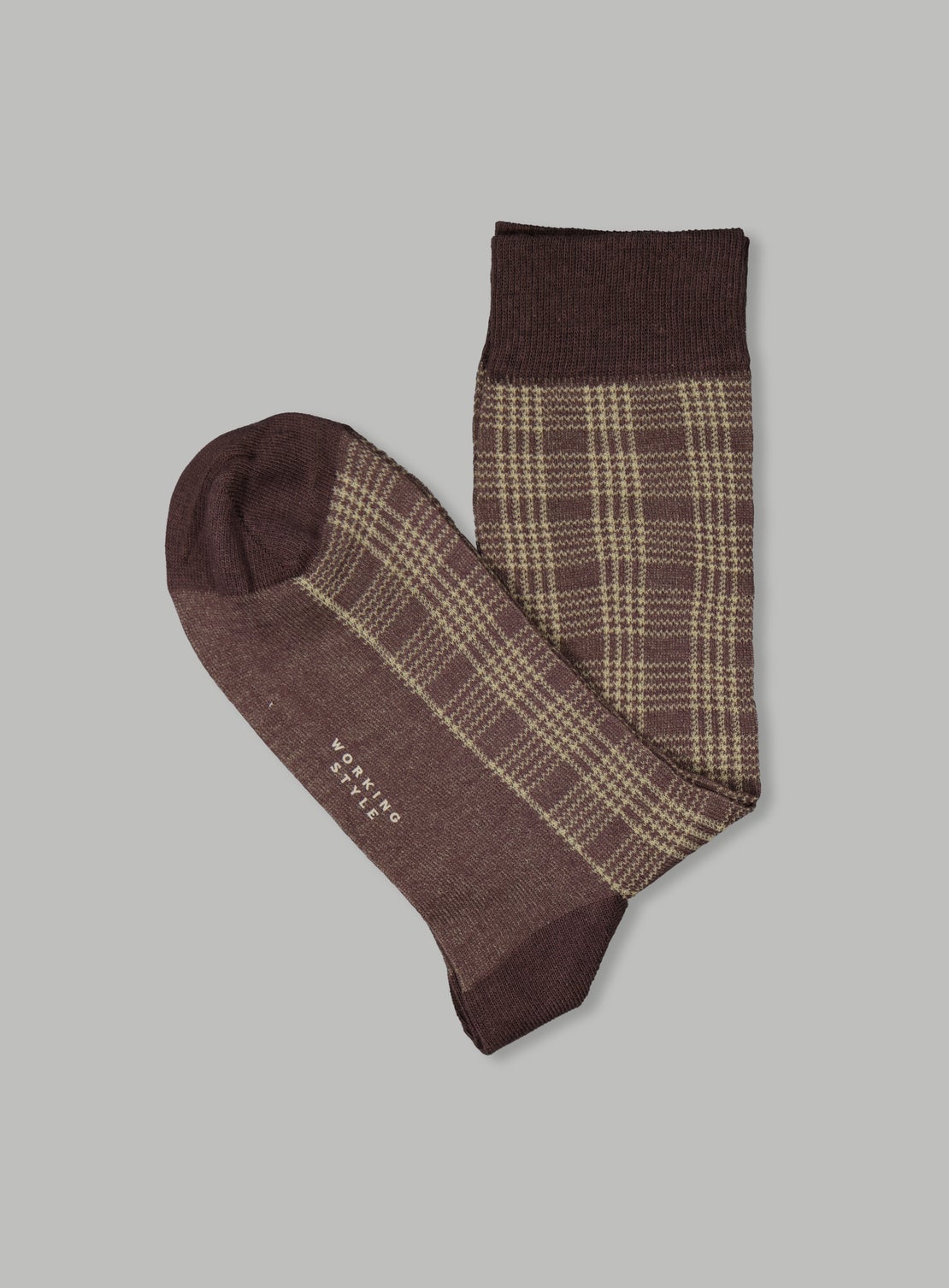 Brown/Beige Check Cotton Socks