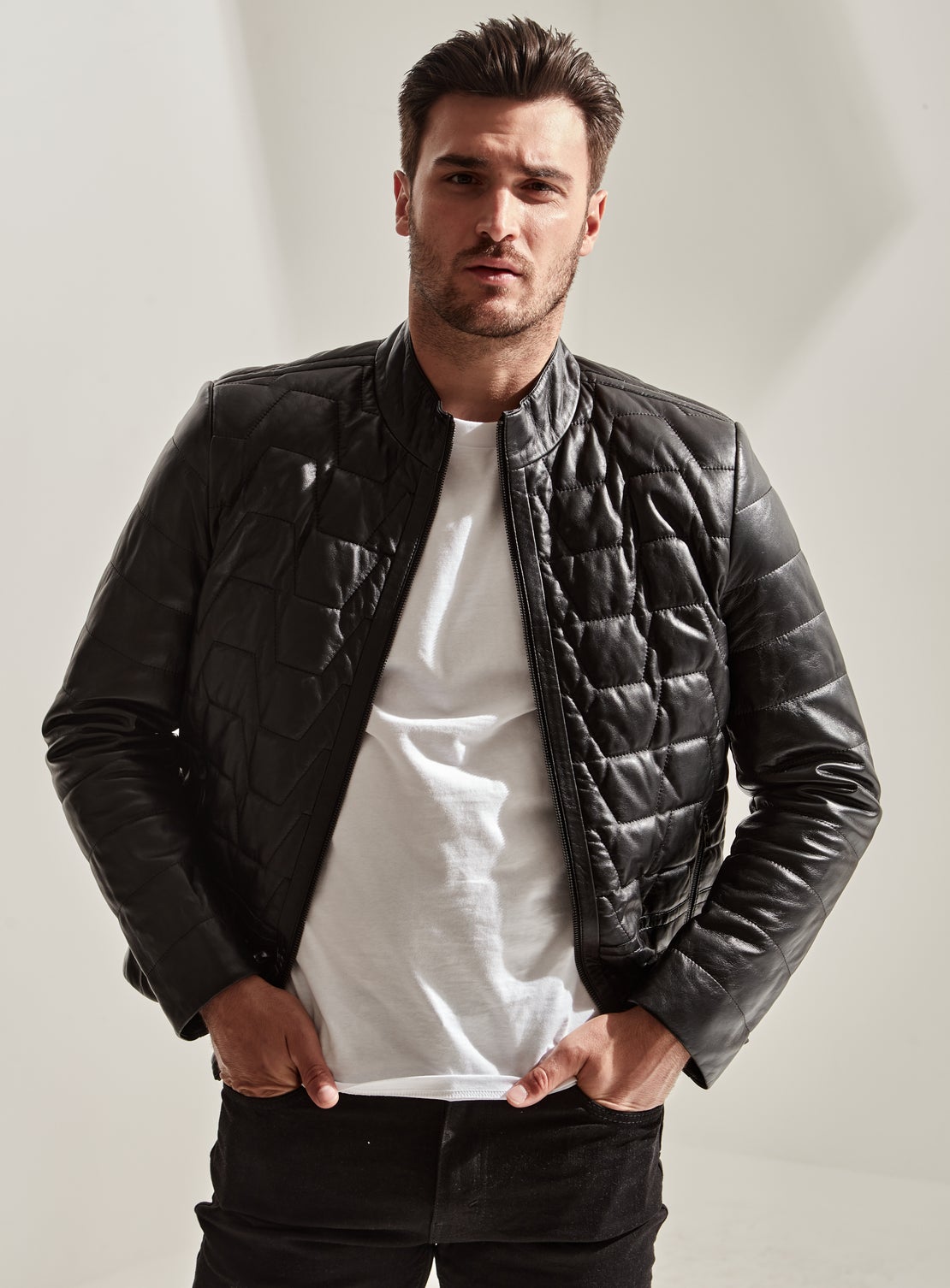 Carlo Black Quilted Leather Jacket