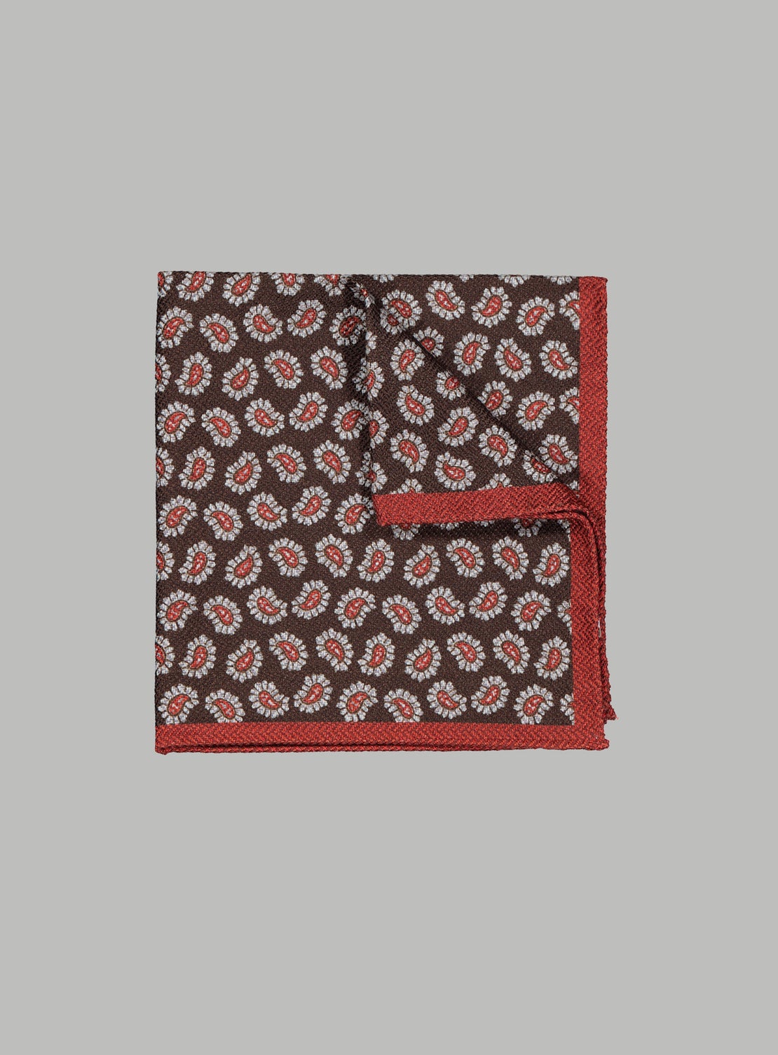 Chocolate & Red Paisley Pocket Square