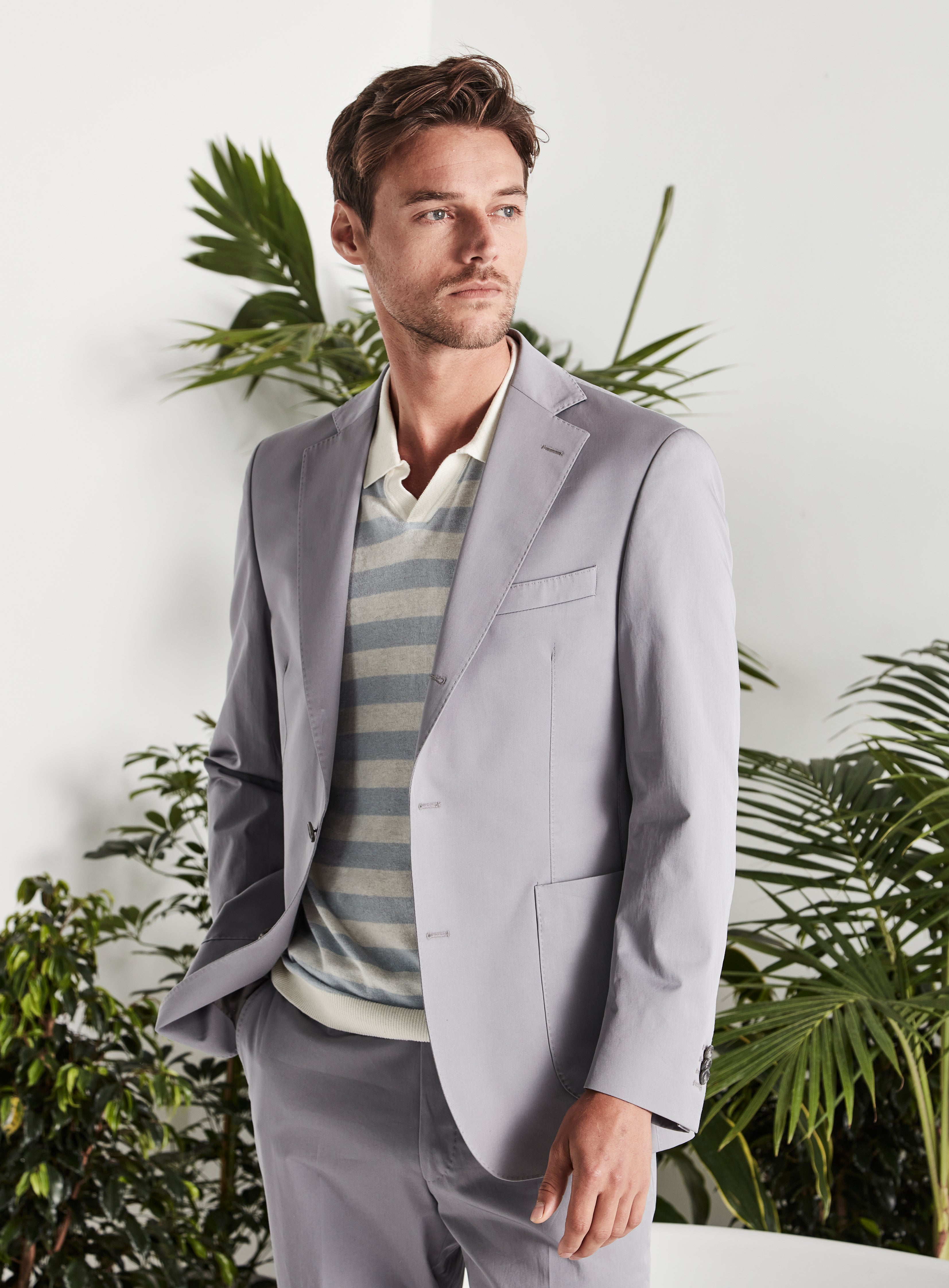 Grey Cotton Jacket Separate   Working Style