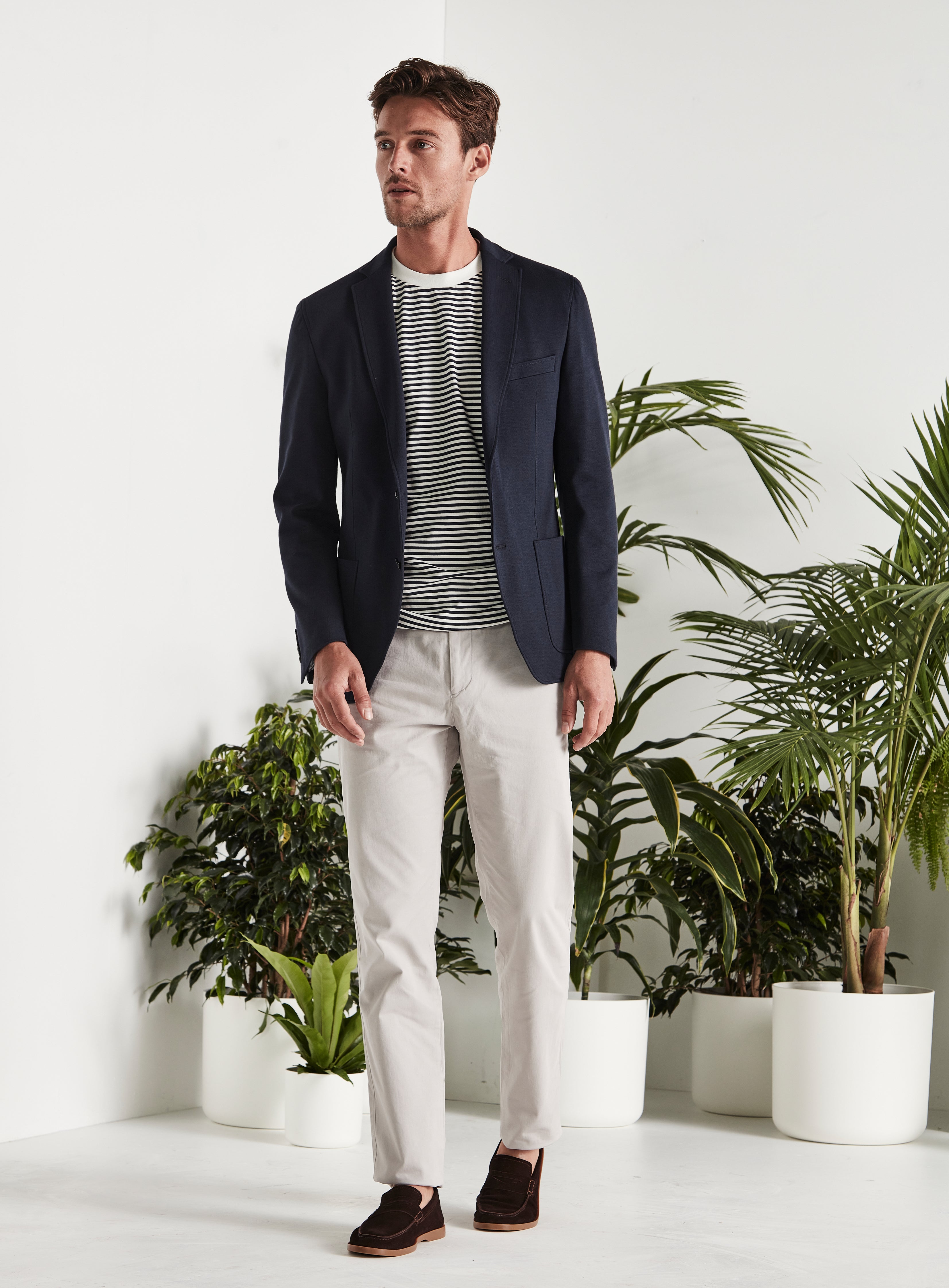 Grey chinos sales navy blazer