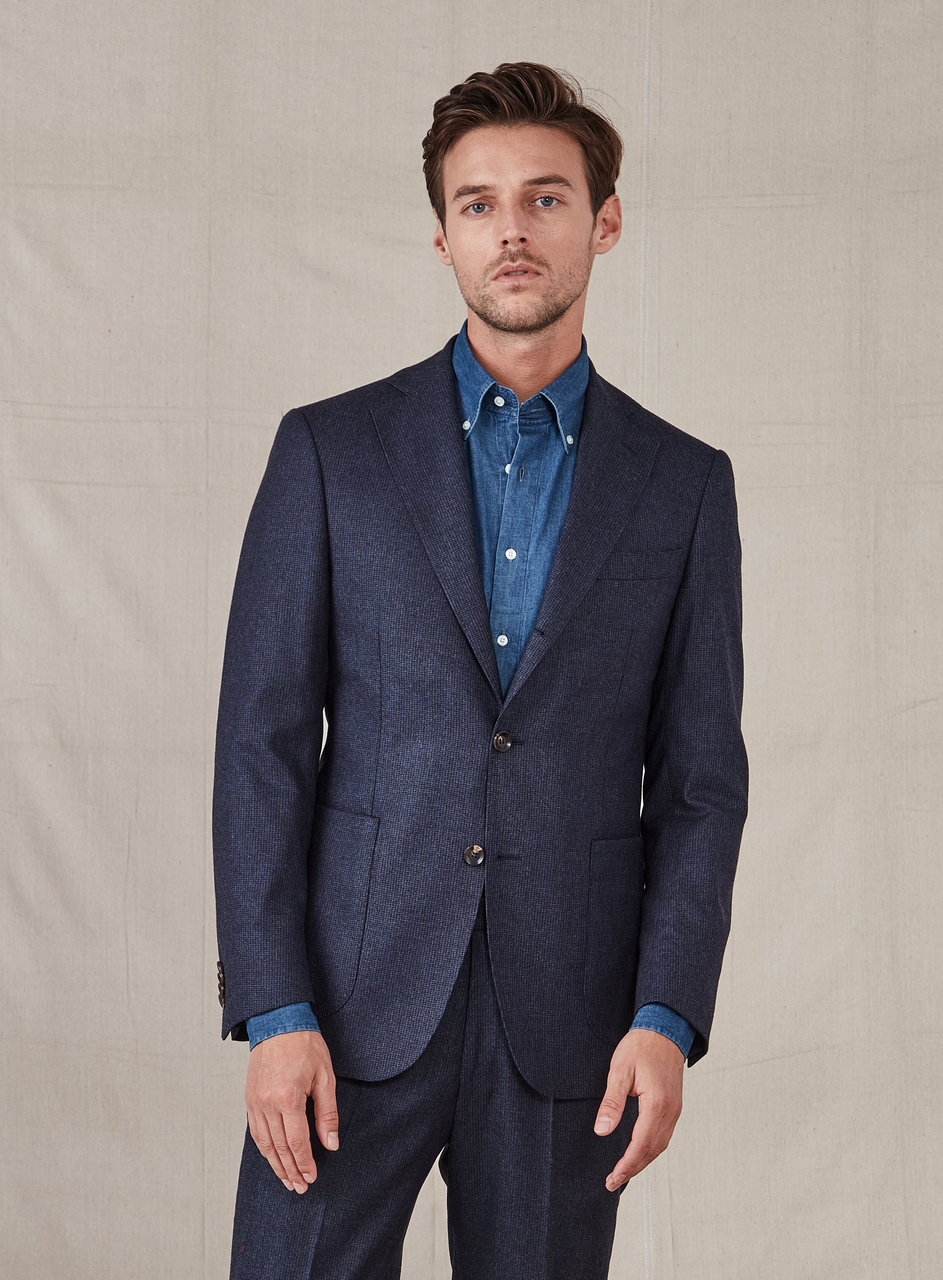 Working Style Jonathan Navy Micro Houndstooth Jacket Separate Navy