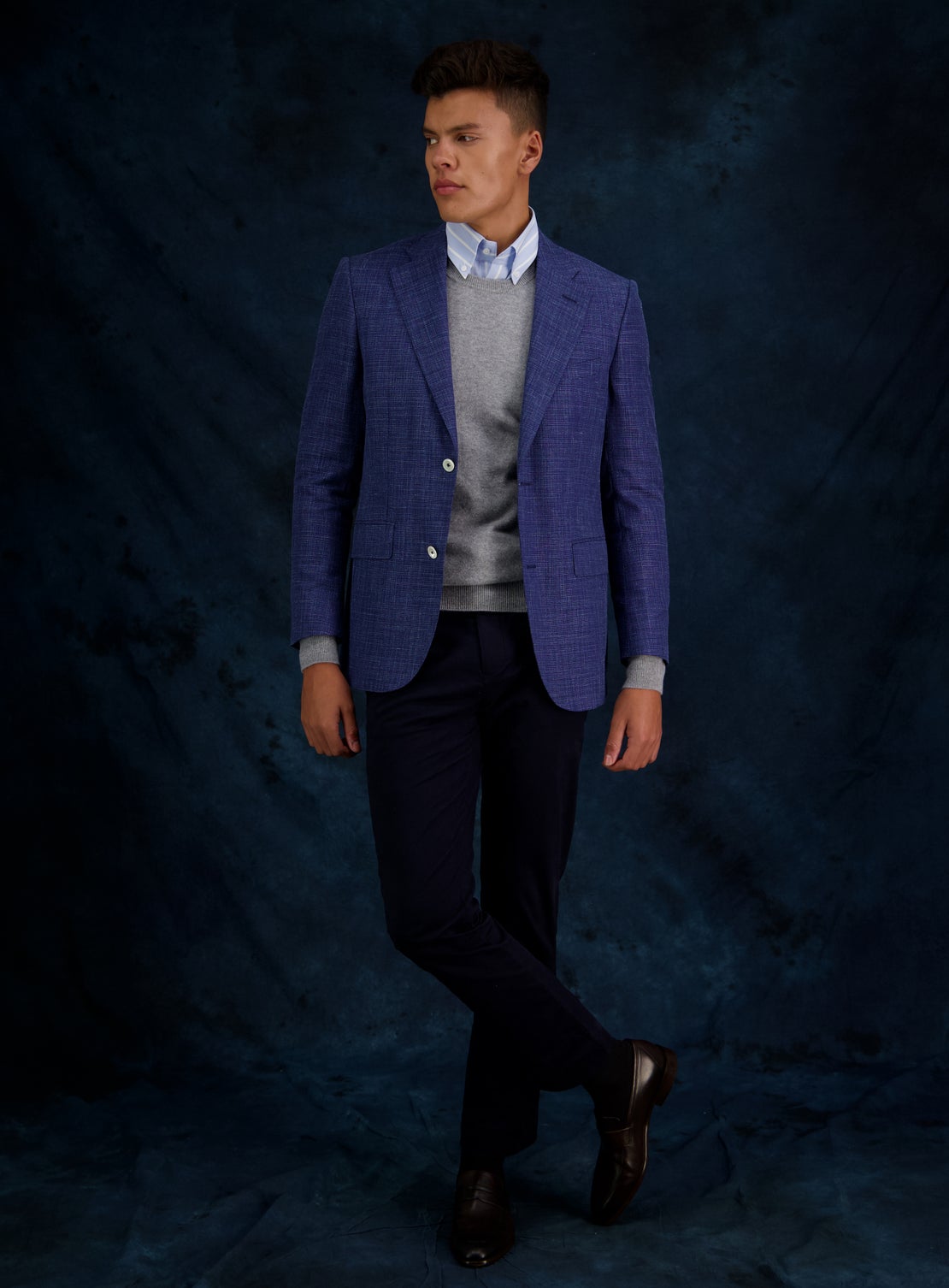 Luxe Franco Blue Baseketweave Jacket