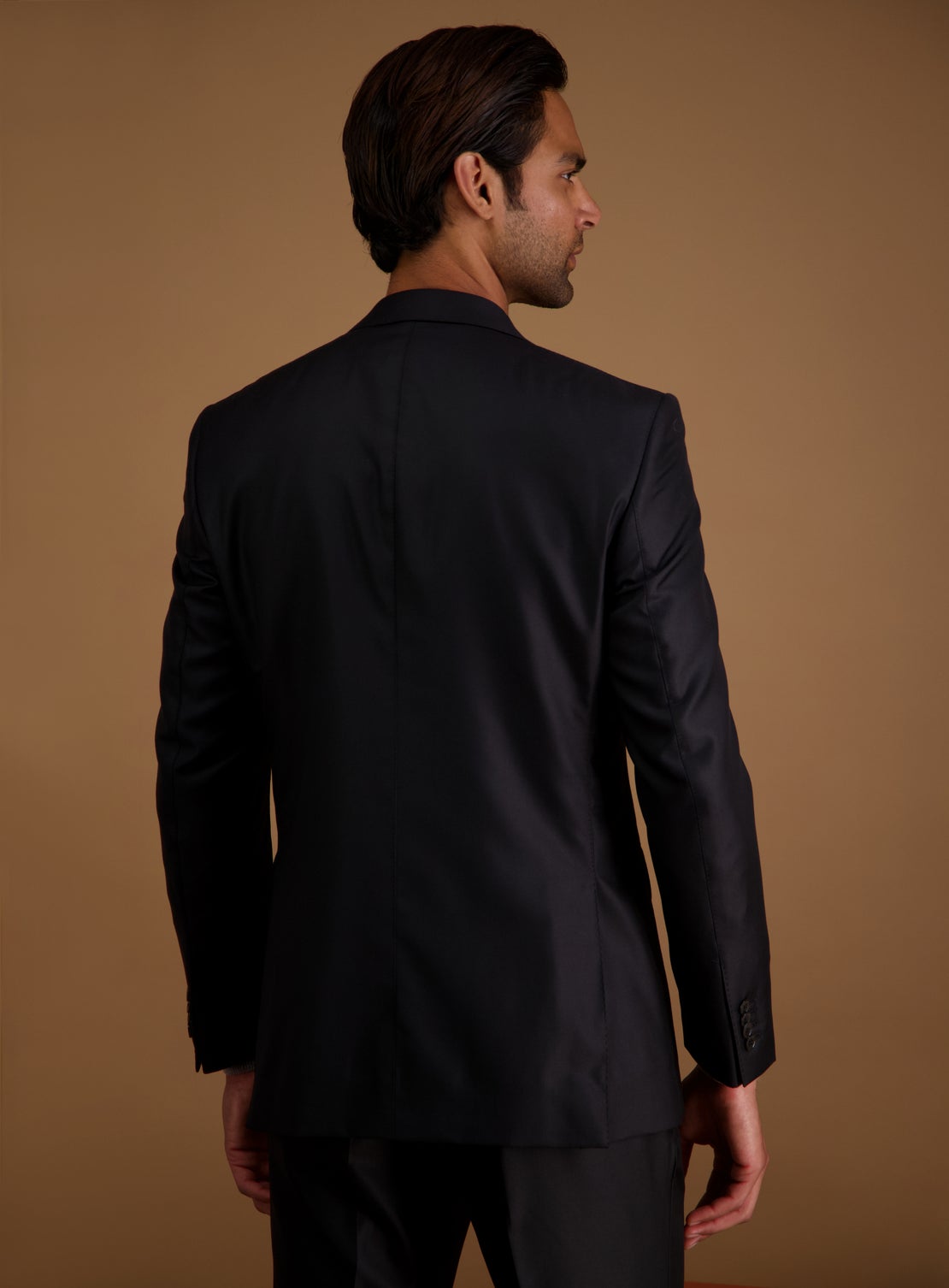 Luxury Silk/Wool Black Suit