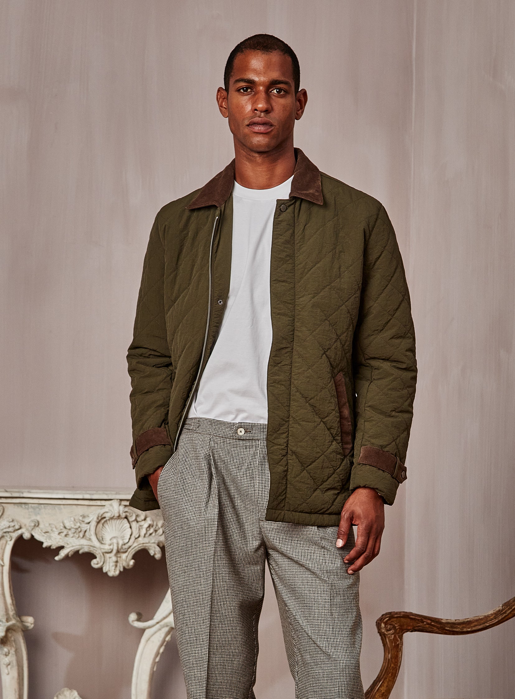 Clothing Mens Khaki Quilted Jacket Men's Nylon Quilted Puffer