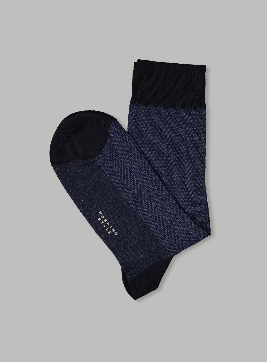 Navy Herringbone Cotton Socks