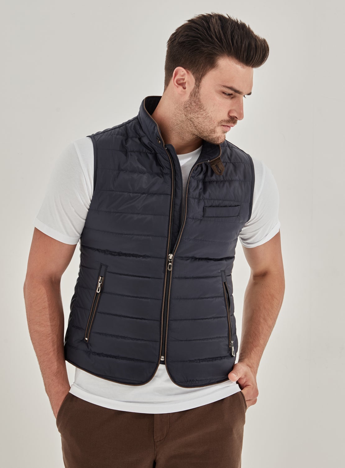 Navy Light Quilted Gilet