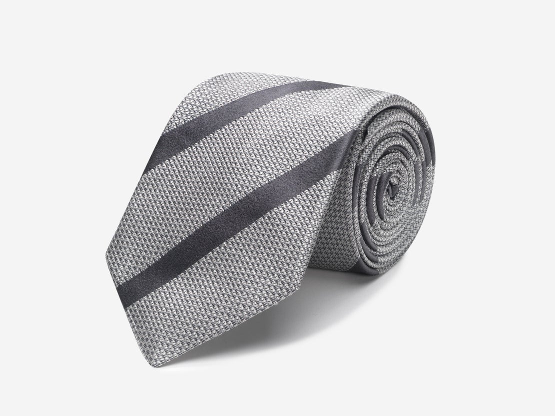 Pewter & Navy Satin Stripe Tie