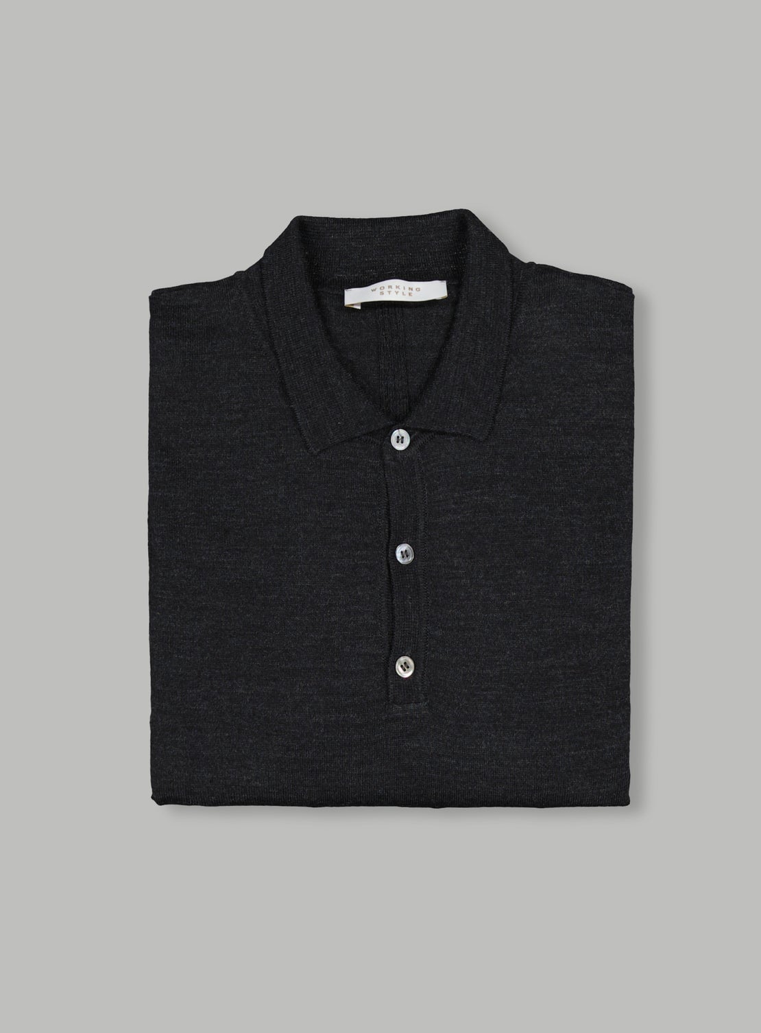 Rider Charcoal Knitted Long Sleeve Polo