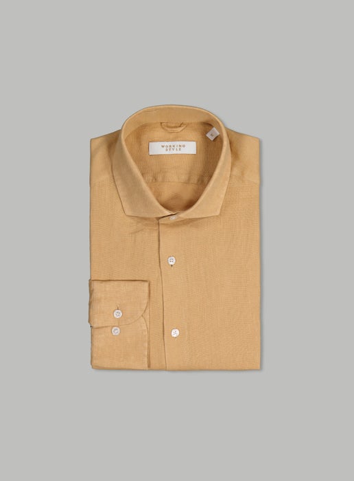 Working Style Romain Tan Linen Shirt Tan