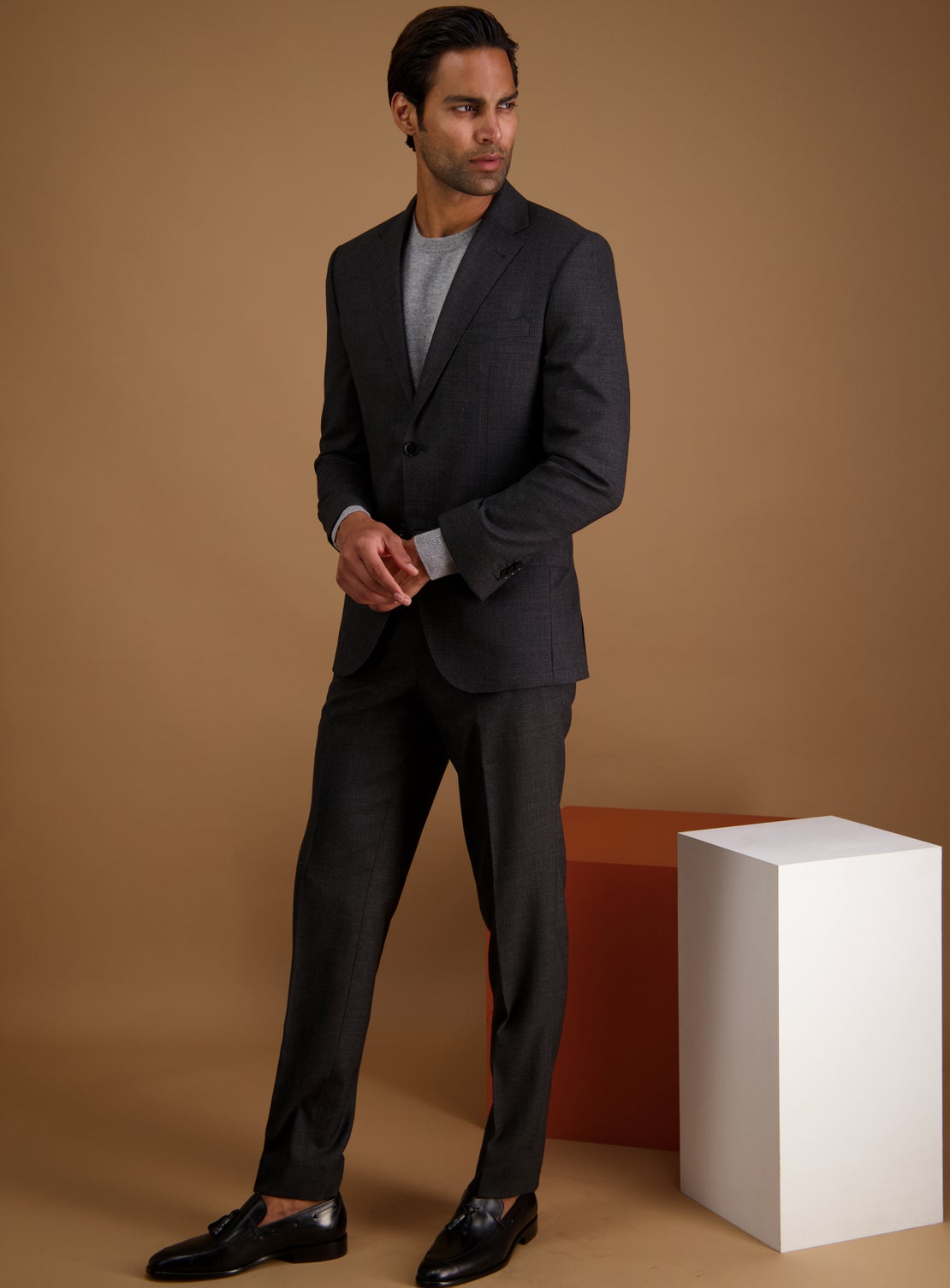 Tyrone Charcoal Textured Suit