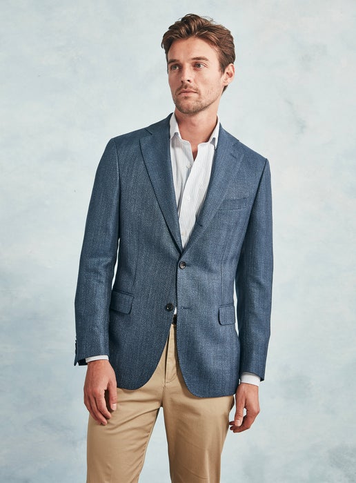 Working Style | Warren Blue Herringbone Luxe Jacket | Blue