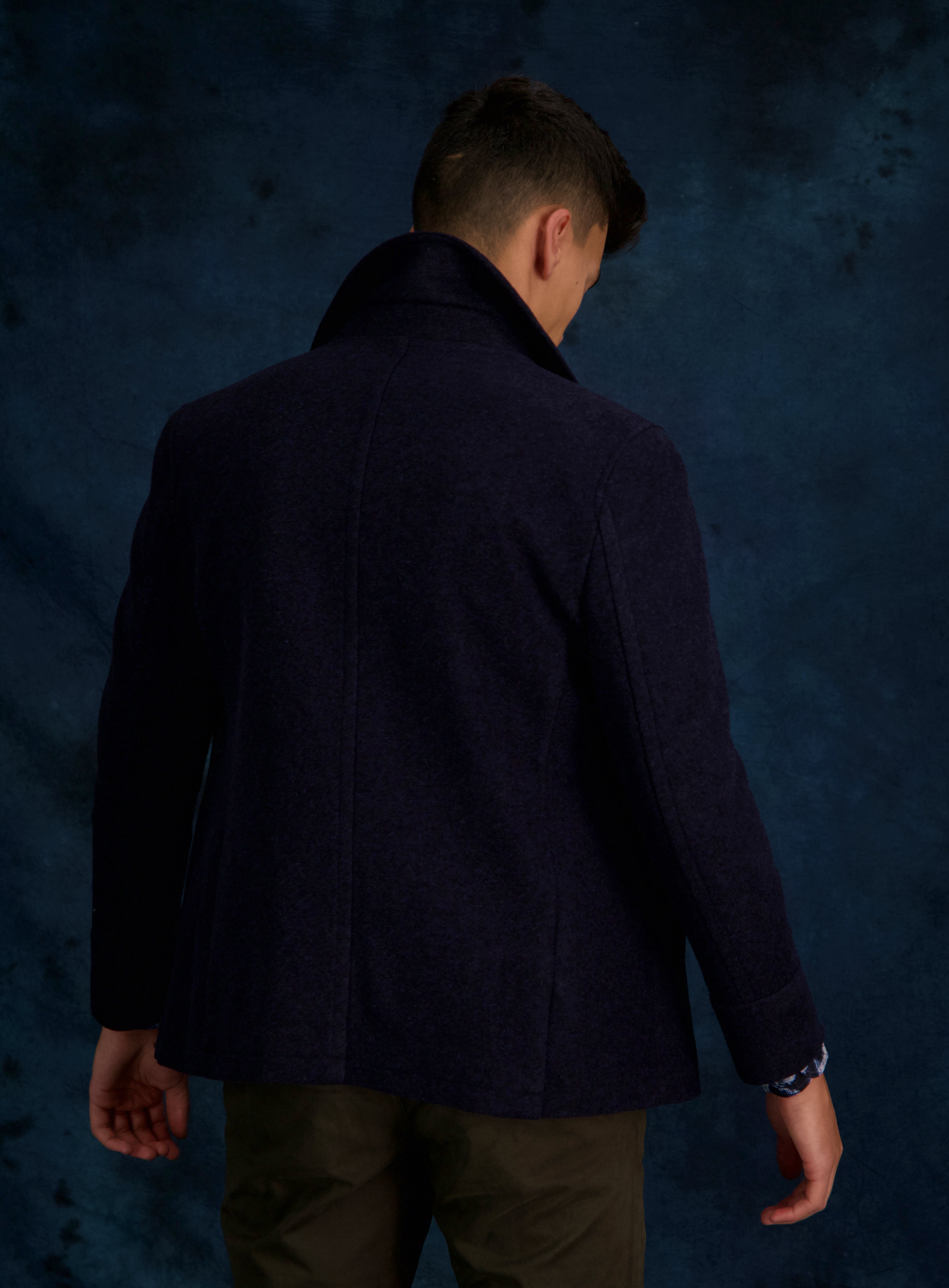 Pea coat with clearance bow on back